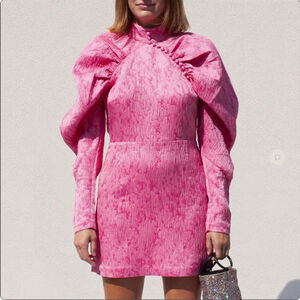 Rotate by Birger Christensen Jacquard Mini Dress Pink Carnation in Sz 12